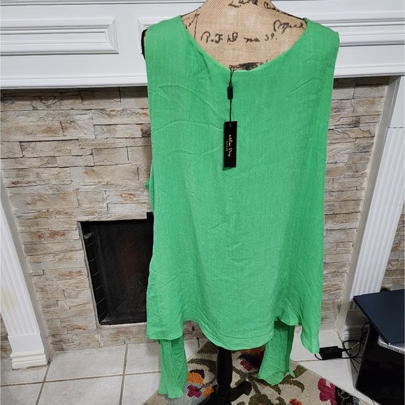 Melissa Paige Kelly Green boho Crepe asymmetrical tunic plus size 3X new - Picture 1 of 5